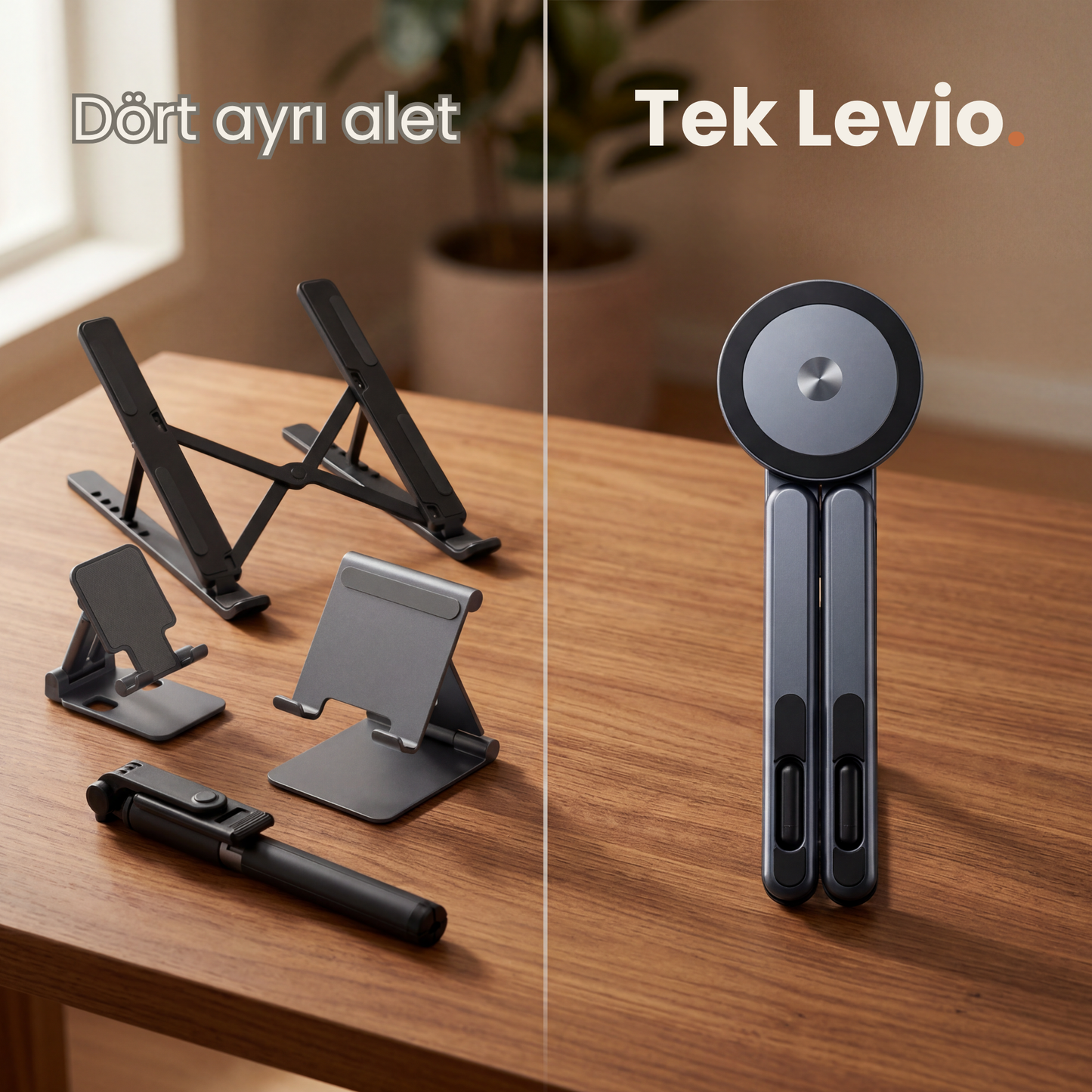 Levio Arc — 4'ü 1 Arada Katlanabilir Manyetik Stand